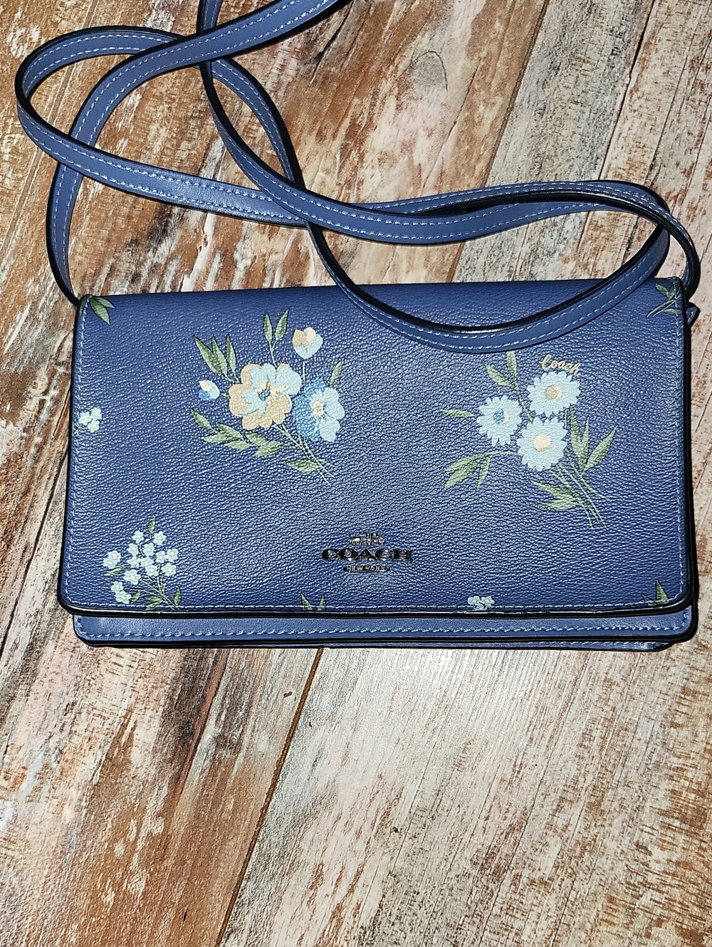 Coach Hayden Floral Crossbody Clutch- Blue